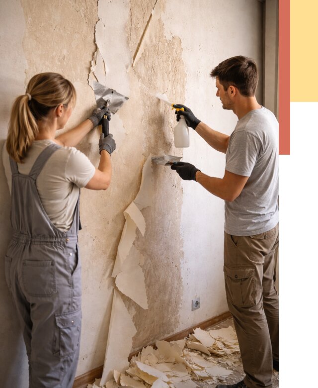 Снятие старых обоев в Магнитогорске от 5431 руб. под ключ недорого | ОТДЕЛОЧНИК-Мгн