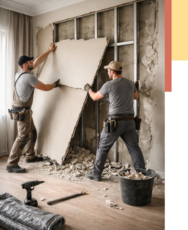 Демонтаж гипсокартона со стен в Магнитогорске от 362 руб. — услуги демонтажа | ОТДЕЛОЧНИК-Мгн