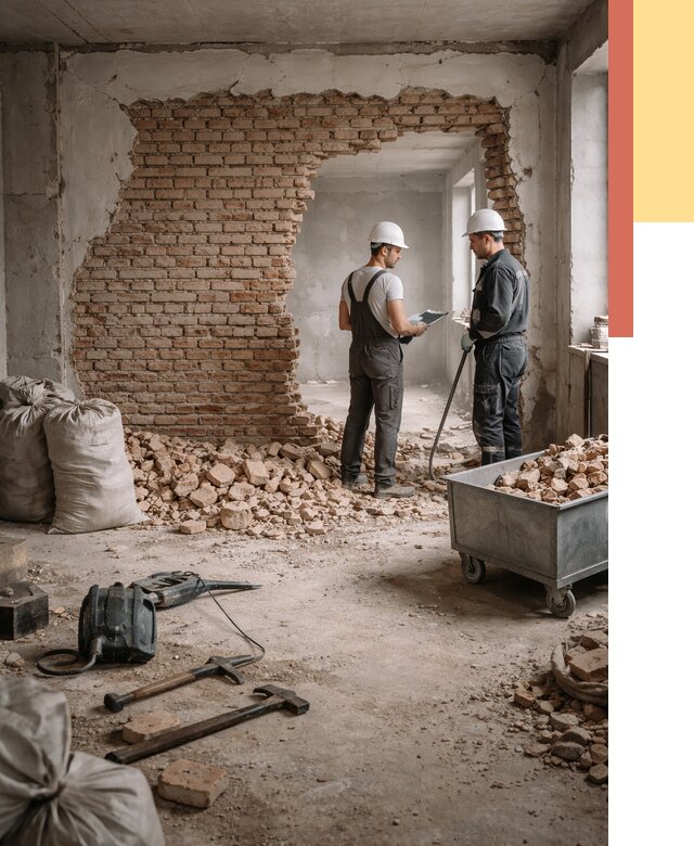 Демонтаж кирпичных стен в Магнитогорске от 4345 руб. — быстро, недорого, под ключ | ОТДЕЛОЧНИК-Мгн