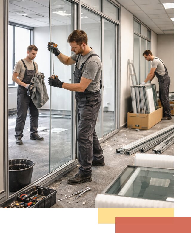 Демонтаж стеклянных перегородок в Магнитогорске быстро и безопасно