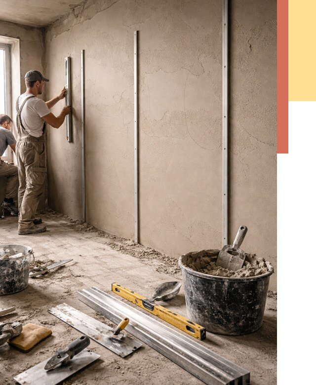 Штукатурка стен по маякам в Магнитогорске от 5690 руб./м² — выравнивание под ключ | ОТДЕЛОЧНИК-Мгн