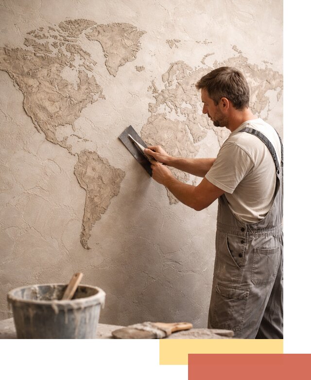 Декоративная штукатурка «Карта мира» под ключ в Магнитогорске