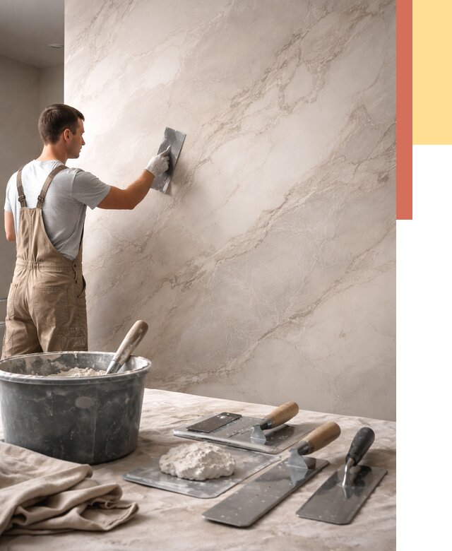 Декоративная штукатурка под мрамор в Магнитогорске от 2897 руб./м² — быстро и недорого | ОТДЕЛОЧНИК-Мгн