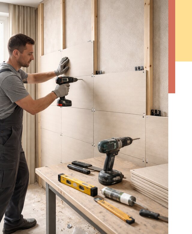 Монтаж МДФ панелей на стены в Магнитогорске от 1293 руб. под ключ | ОТДЕЛОЧНИК-Мгн