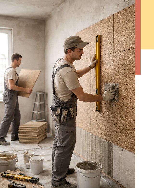 Монтаж пробковых панелей на стены в Магнитогорске от 3621 руб. — ОТДЕЛОЧНИК-Мгн