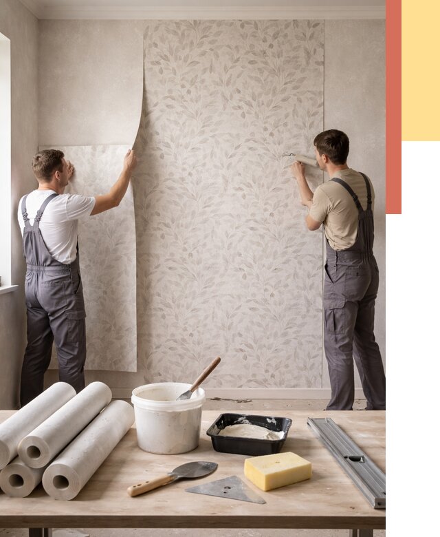 Поклейка обоев с подбором рисунка в Магнитогорске от 3621 руб. | ОТДЕЛОЧНИК-Мгн - быстро и недорого