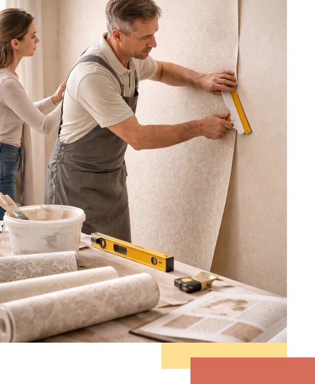 Поклейка обоев с подбором рисунка в Магнитогорске