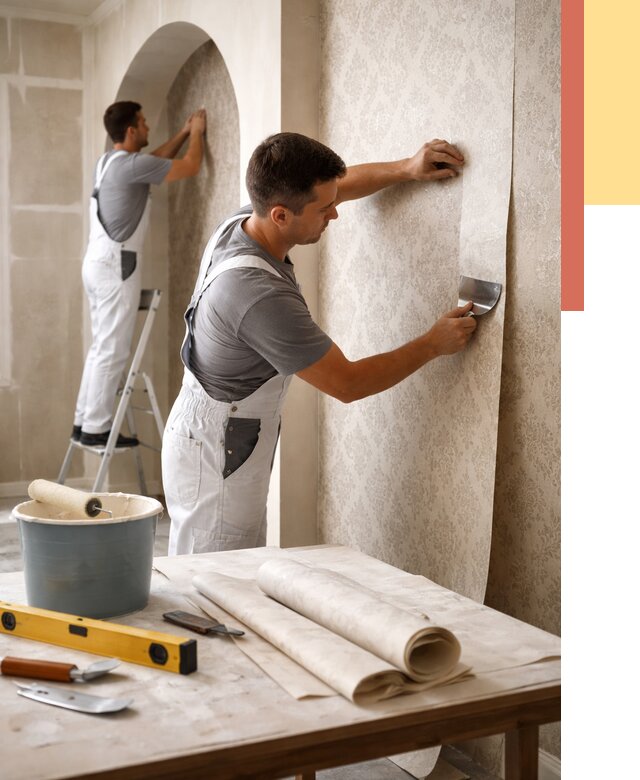 Поклейка обоев на сложные стены в Магнитогорске от 2897 руб. под ключ | ОТДЕЛОЧНИК-Мгн