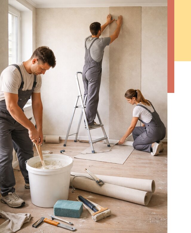 Оклейка стен обоями в Магнитогорске от 3621 руб/м2 — быстро и недорого | ОТДЕЛОЧНИК-Мгн