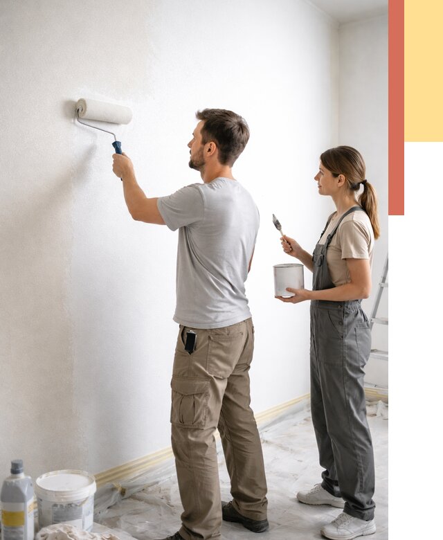 Окраска стен по стеклохолсту в Магнитогорске от 4655 руб/м² под ключ | ОТДЕЛОЧНИК-Мгн