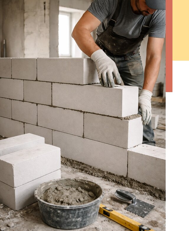 Кладка перегородок из силикатного блока в Магнитогорске от 4138 руб. под ключ | ОТДЕЛОЧНИК-Мгн