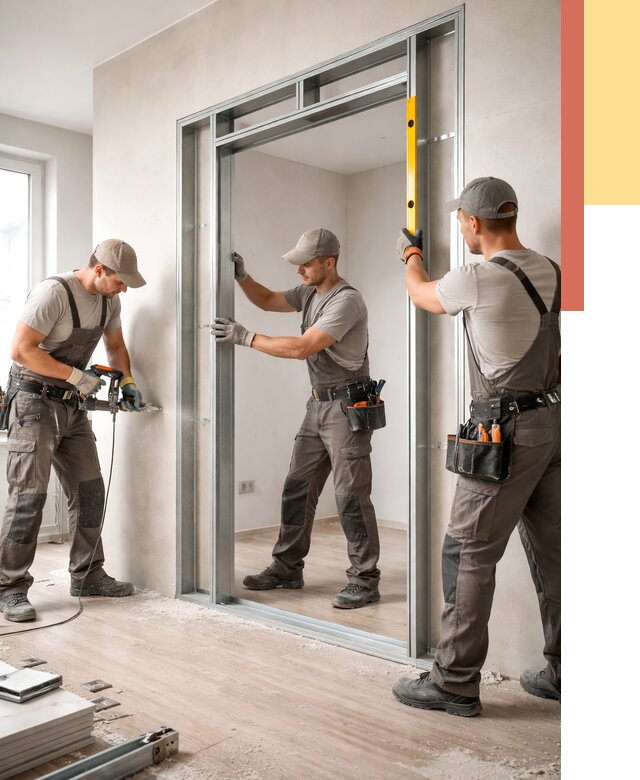 Устройство дверного проема в перегородке в Магнитогорске от 4655 руб. под ключ | ОТДЕЛОЧНИК-Мгн