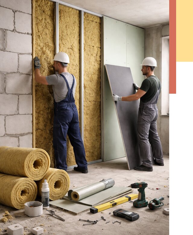 Шумоизоляция перегородок из блоков в Магнитогорске от 1914 руб./м² — быстро и недорого | ОТДЕЛОЧНИК-Мгн