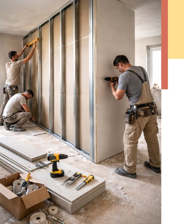 Монтаж однослойной перегородки из гипсокартона в Магнитогорске от 672 руб. | ОТДЕЛОЧНИК-Мгн