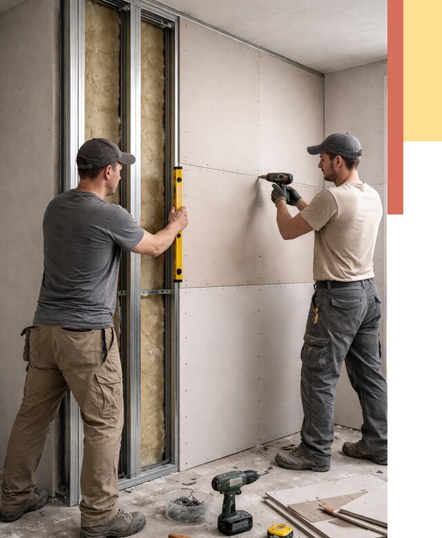 Монтаж двухслойной перегородки из гипсокартона в Магнитогорске от 1500 руб. | ОТДЕЛОЧНИК-Мгн