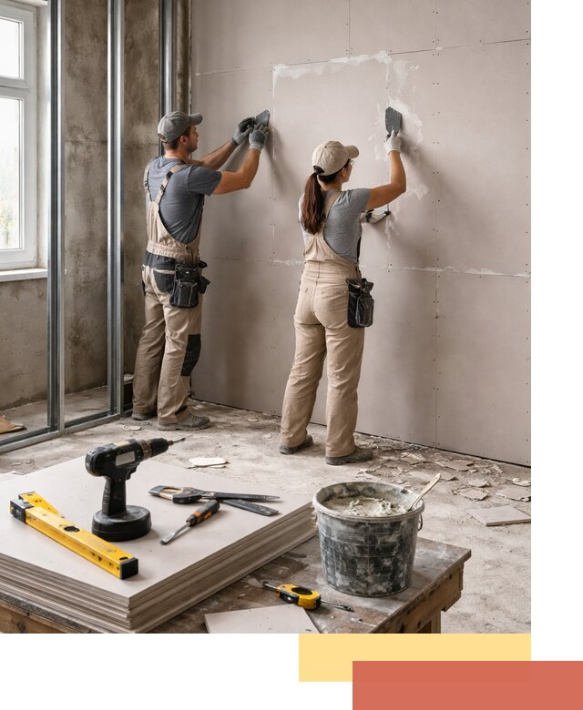 Монтаж двухслойной перегородки из гипсокартона в Магнитогорске