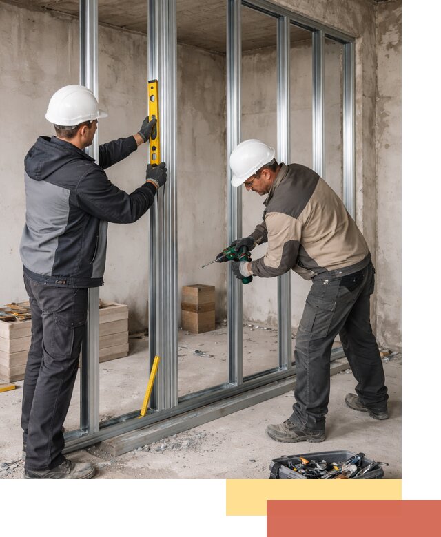 Монтаж каркаса перегородки из профиля в Магнитогорске