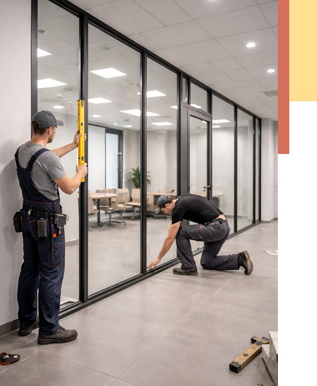 Каркасные стеклянные перегородки в Магнитогорске под ключ от 9517 руб. | ОТДЕЛОЧНИК-Мгн