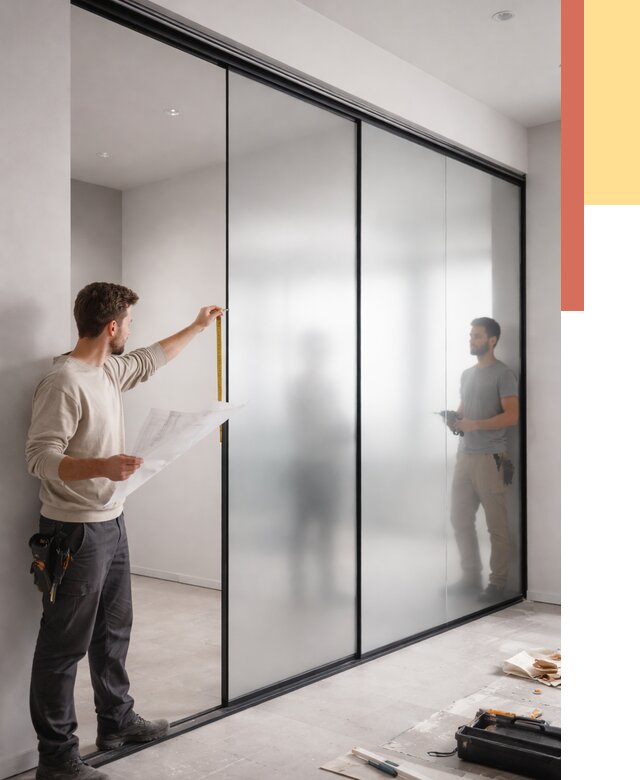 Матовые стеклянные перегородки в Магнитогорске от 8793 руб. — монтаж и установка | ОТДЕЛОЧНИК-Мгн