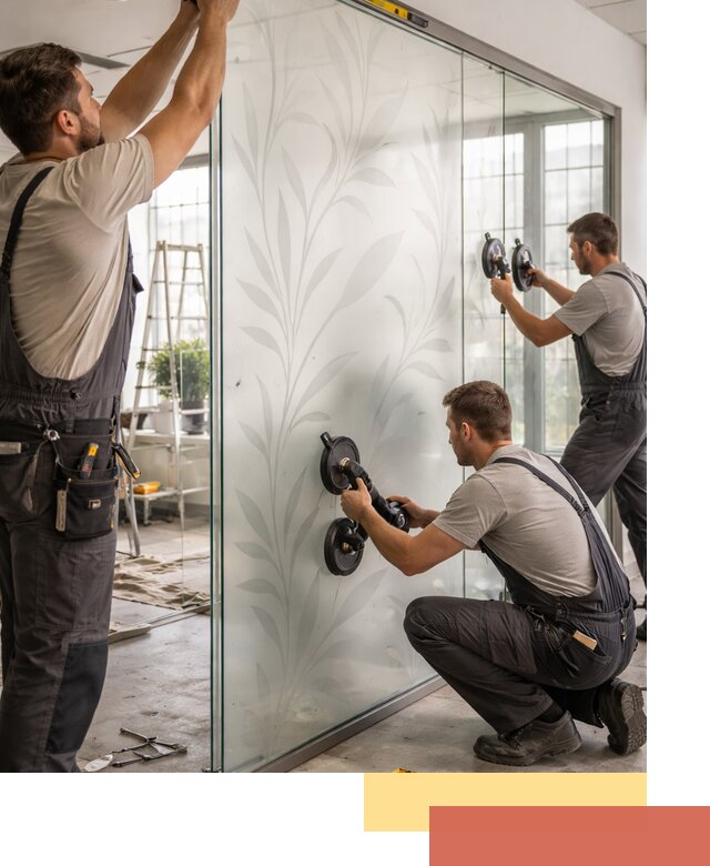 Стеклянные перегородки с рисунком на заказ в Магнитогорске