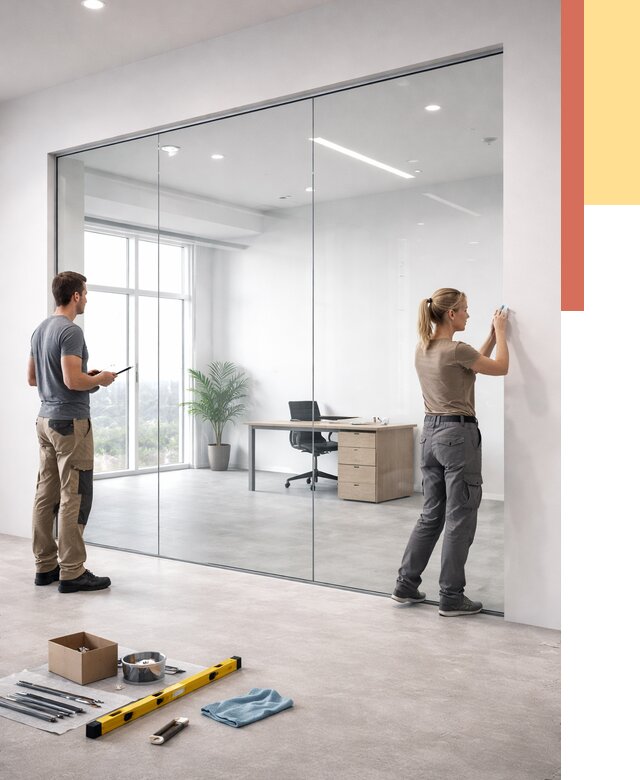 Перегородки из закаленного стекла в Магнитогорске от 9828 руб. под ключ | ОТДЕЛОЧНИК-Мгн