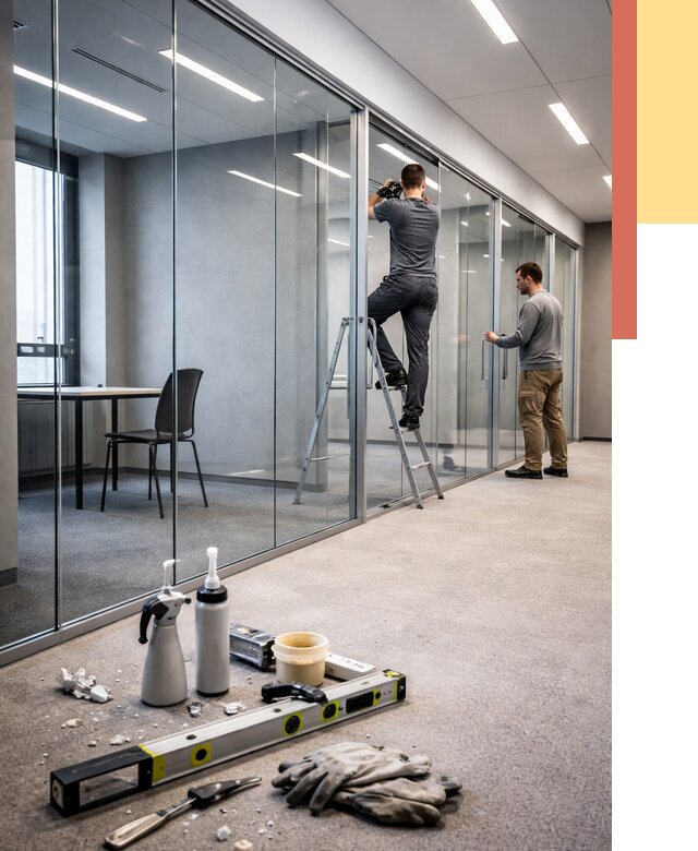 Стеклянные офисные перегородки в Магнитогорске от 8793 руб. — монтаж и установка | ОТДЕЛОЧНИК-Мгн