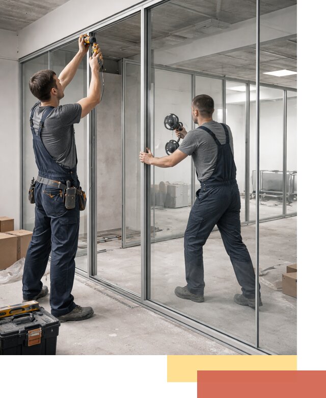 Алюминиевые перегородки со стеклом в Магнитогорске — изготовление и монтаж