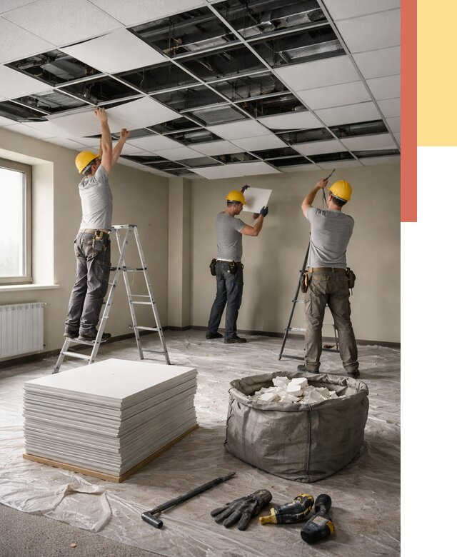 Демонтаж потолка Армстронг в Магнитогорске от 4655 руб. быстро и недорого | ОТДЕЛОЧНИК-Мгн