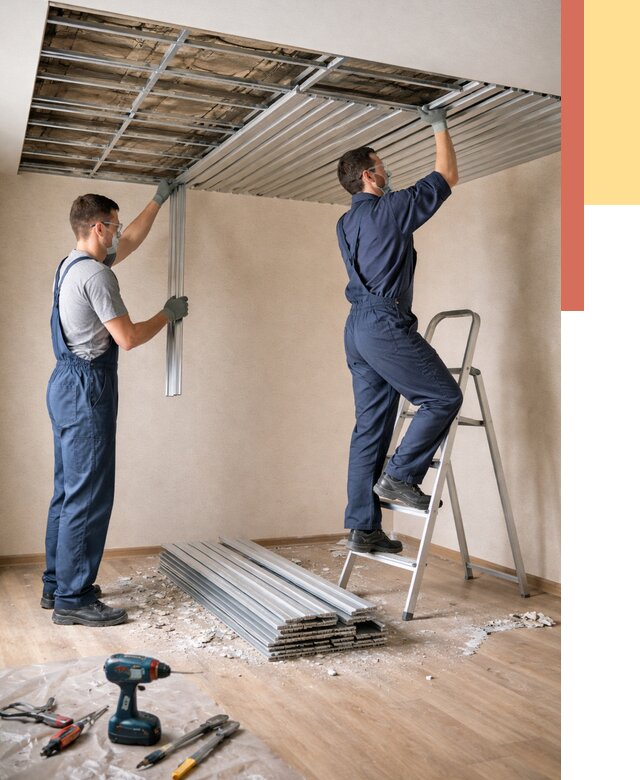 Демонтаж реечного потолка в Магнитогорске от 4655 руб. быстро и недорого | ОТДЕЛОЧНИК-Мгн