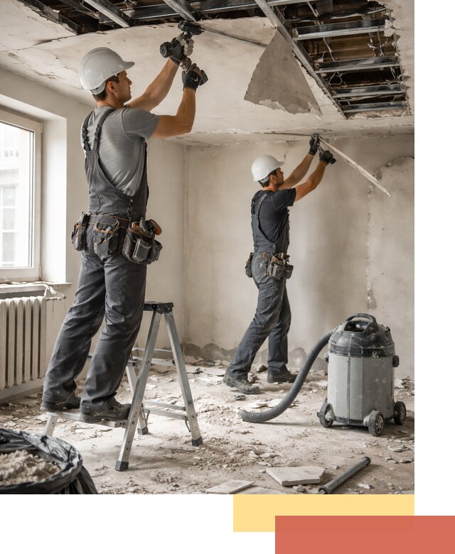 Демонтаж гипсокартонного потолка в Магнитогорске быстро и аккуратно