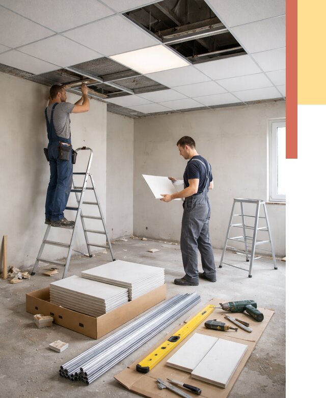 Монтаж потолка армстронг в Магнитогорске от 4655 руб/м2 — быстрая установка под ключ | ОТДЕЛОЧНИК-Мгн