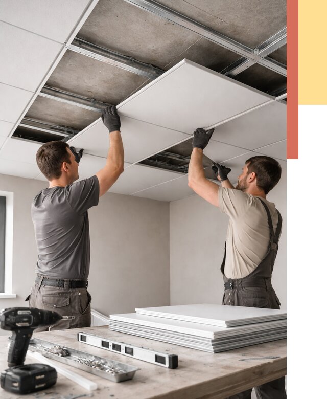 Монтаж кассетного потолка в Магнитогорске от 4655 руб/м2 — установка и сборка | ОТДЕЛОЧНИК-Мгн