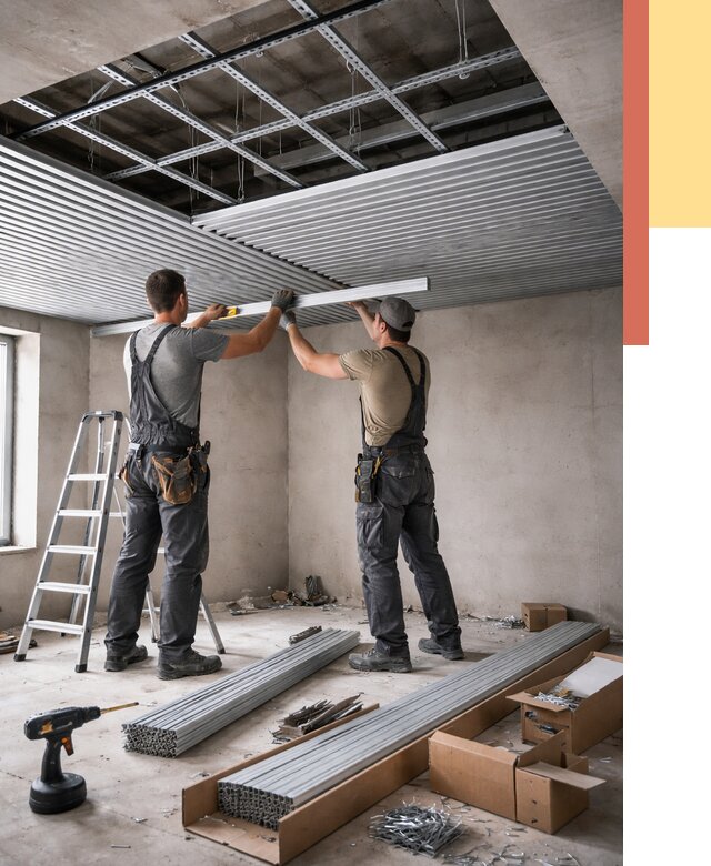 Монтаж реечного потолка в Магнитогорске от 4655 руб. под ключ | ОТДЕЛОЧНИК-Мгн