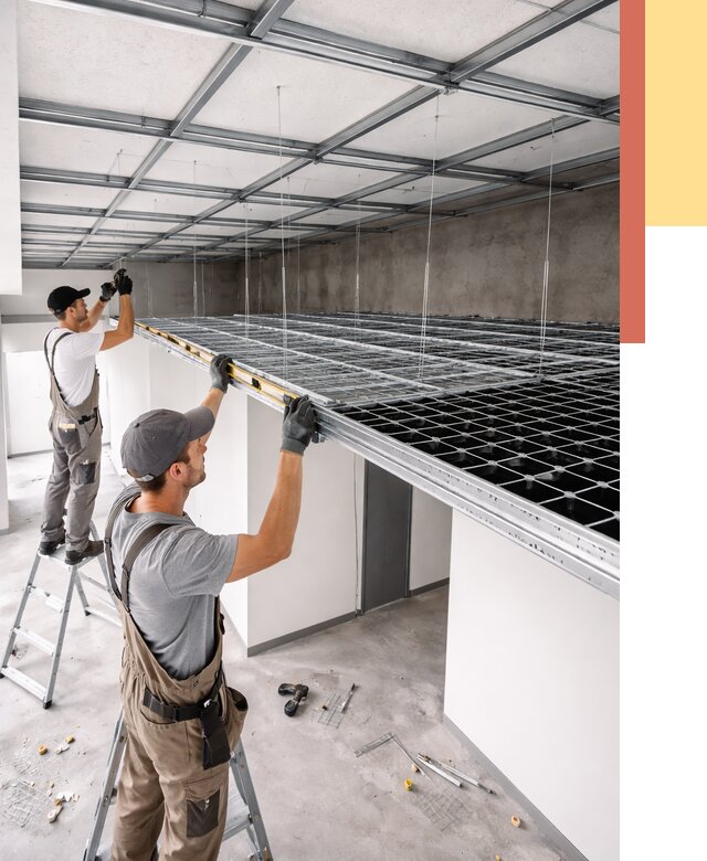 Монтаж потолка грильято в Магнитогорске от 466 руб./м² — быстрая сборка под ключ | ОТДЕЛОЧНИК-Мгн