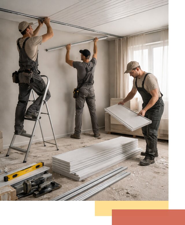 Монтаж потолка из ПВХ панелей в Магнитогорске оперативно и качественно