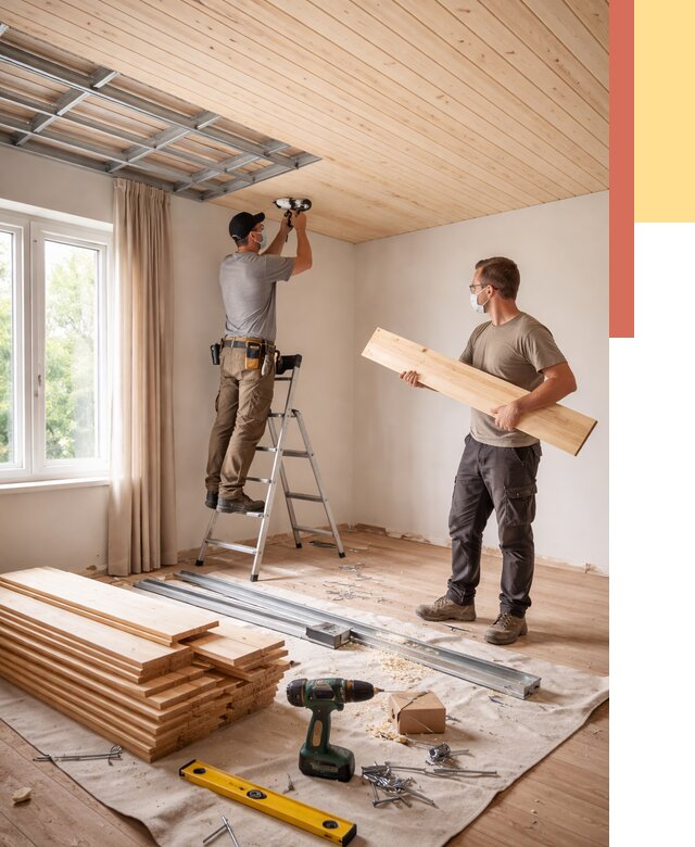 Монтаж потолка из вагонки в Магнитогорске от 6724 руб. | Быстро и недорого — ОТДЕЛОЧНИК-Мгн