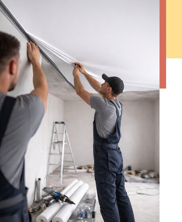 Монтаж матового натяжного потолка в Магнитогорске от 4655 руб./м² — быстро и недорого | ОТДЕЛОЧНИК-Мгн