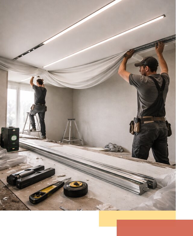 Монтаж натяжных потолков со световыми линиями в Магнитогорске