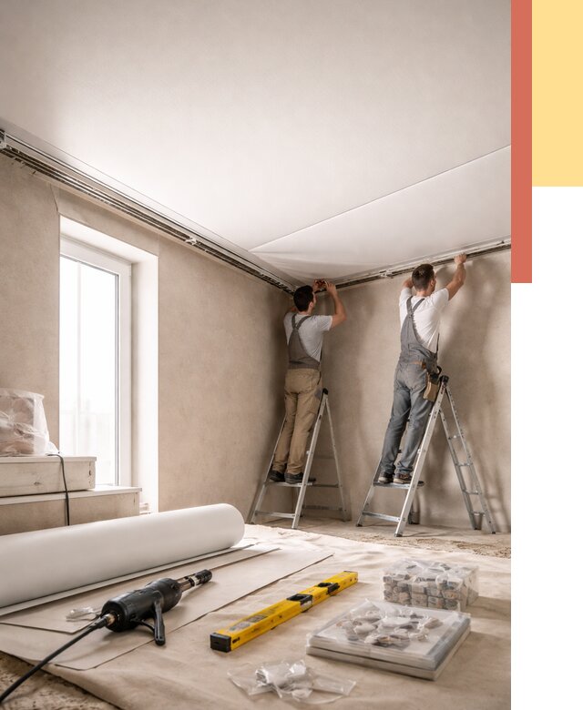 Монтаж натяжного потолка в спальне в Магнитогорске от 3931 руб. под ключ | ОТДЕЛОЧНИК-Мгн