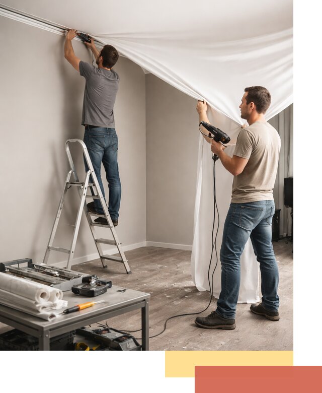 Монтаж натяжного потолка в студии в Магнитогорске