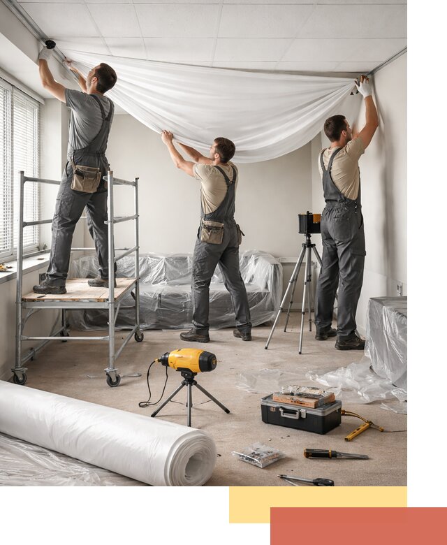 Монтаж натяжного потолка в офисе в Магнитогорске