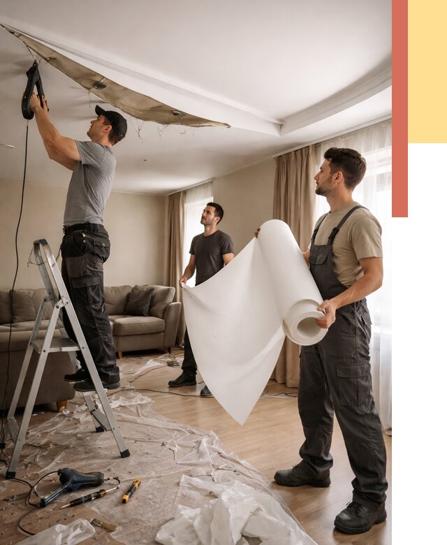 Замена полотна натяжного потолка в Магнитогорске от 9828 руб. быстро и недорого | ОТДЕЛОЧНИК-Мгн