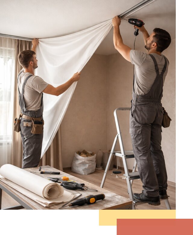 Замена полотна натяжного потолка в Магнитогорске быстро и качественно