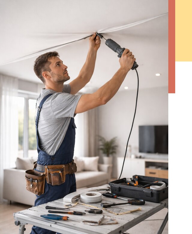 Ремонт натяжных потолков в Магнитогорске от 9828 руб. под ключ — ОТДЕЛОЧНИК-Мгн