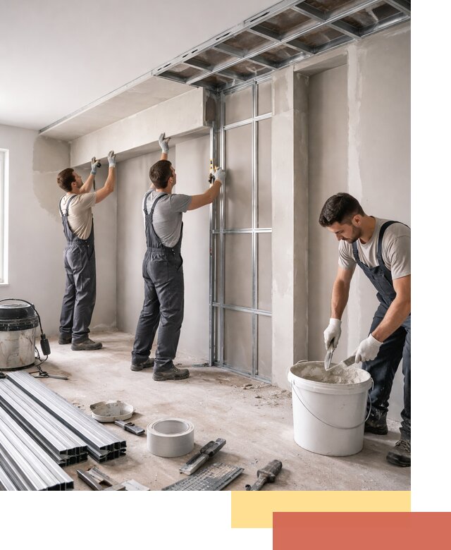 Монтаж потолка из гипсокартона с нишей в Магнитогорске