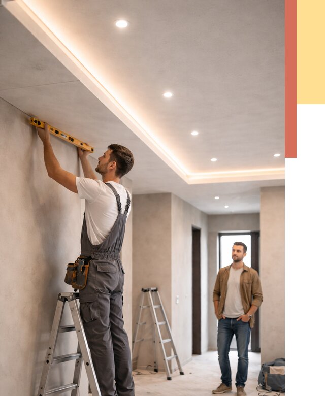 Потолок из гипсокартона с подсветкой в Магнитогорске от 776 руб./м2 под ключ | ОТДЕЛОЧНИК-Мгн