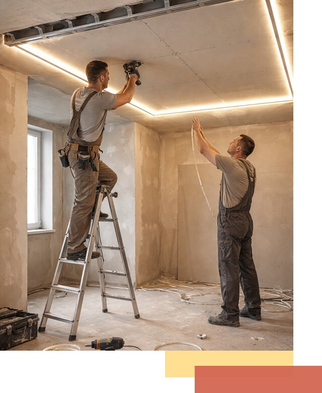 Потолок из гипсокартона с подсветкой в Магнитогорске