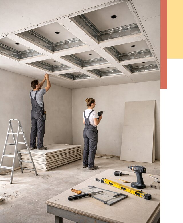 Кессонный потолок из гипсокартона в Магнитогорске от 1914 руб. — монтаж и под ключ | ОТДЕЛОЧНИК-Мгн