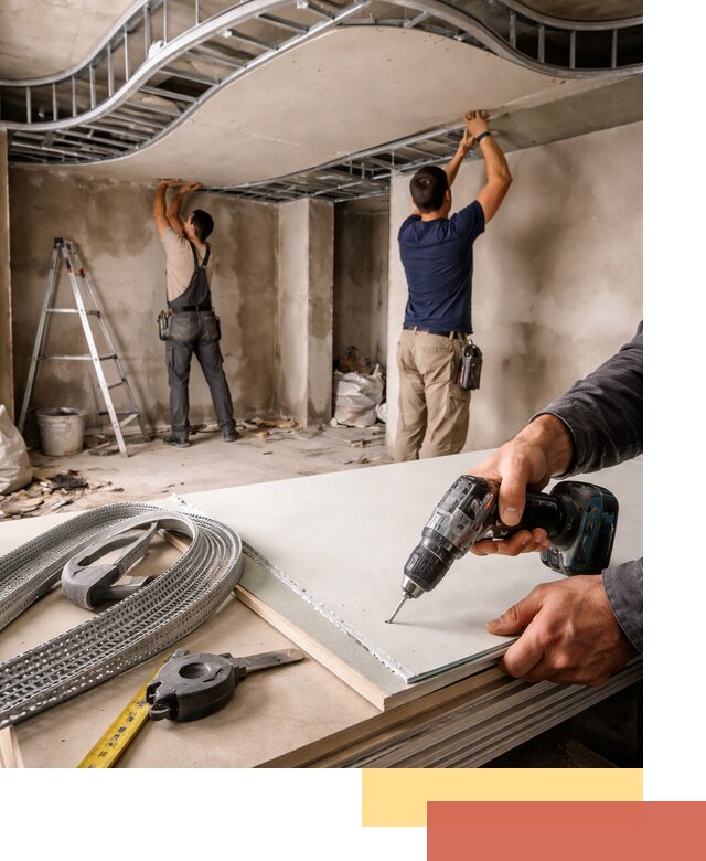 Криволинейный потолок из гипсокартона в Магнитогорске — монтаж и отделка