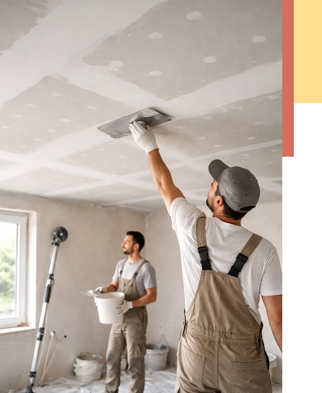 Шпаклевка потолка из гипсокартона в Магнитогорске от 3310 руб./м2 — услуги под ключ | ОТДЕЛОЧНИК-Мгн